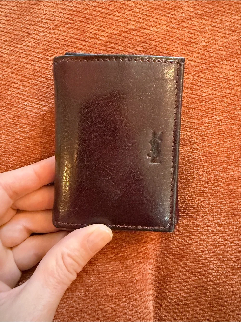 Yves Saint Laurent Men's Money Clip Card Wallet - Dark Brown